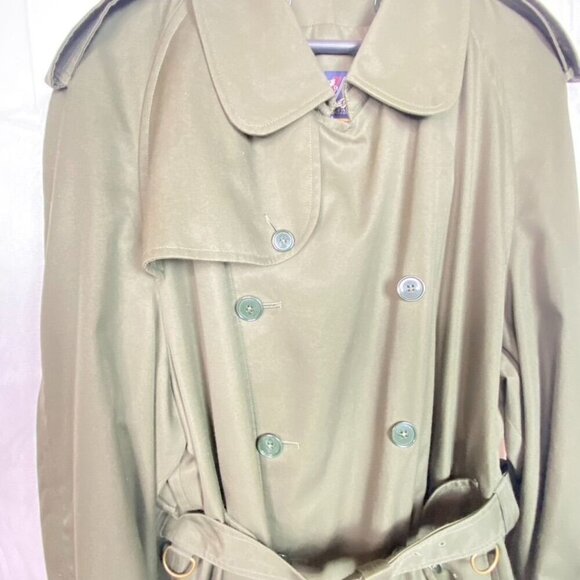 Vintage Full-Length Olive Green Austin Reed Trench Coat With Belt Sz 44R - Picture 6 of 16